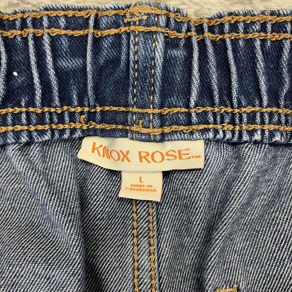 Knox Rose Jeans Women L Straight Leg Mid Rise Blue Stretch Denim Elastic Waist - Picture 4 of 8